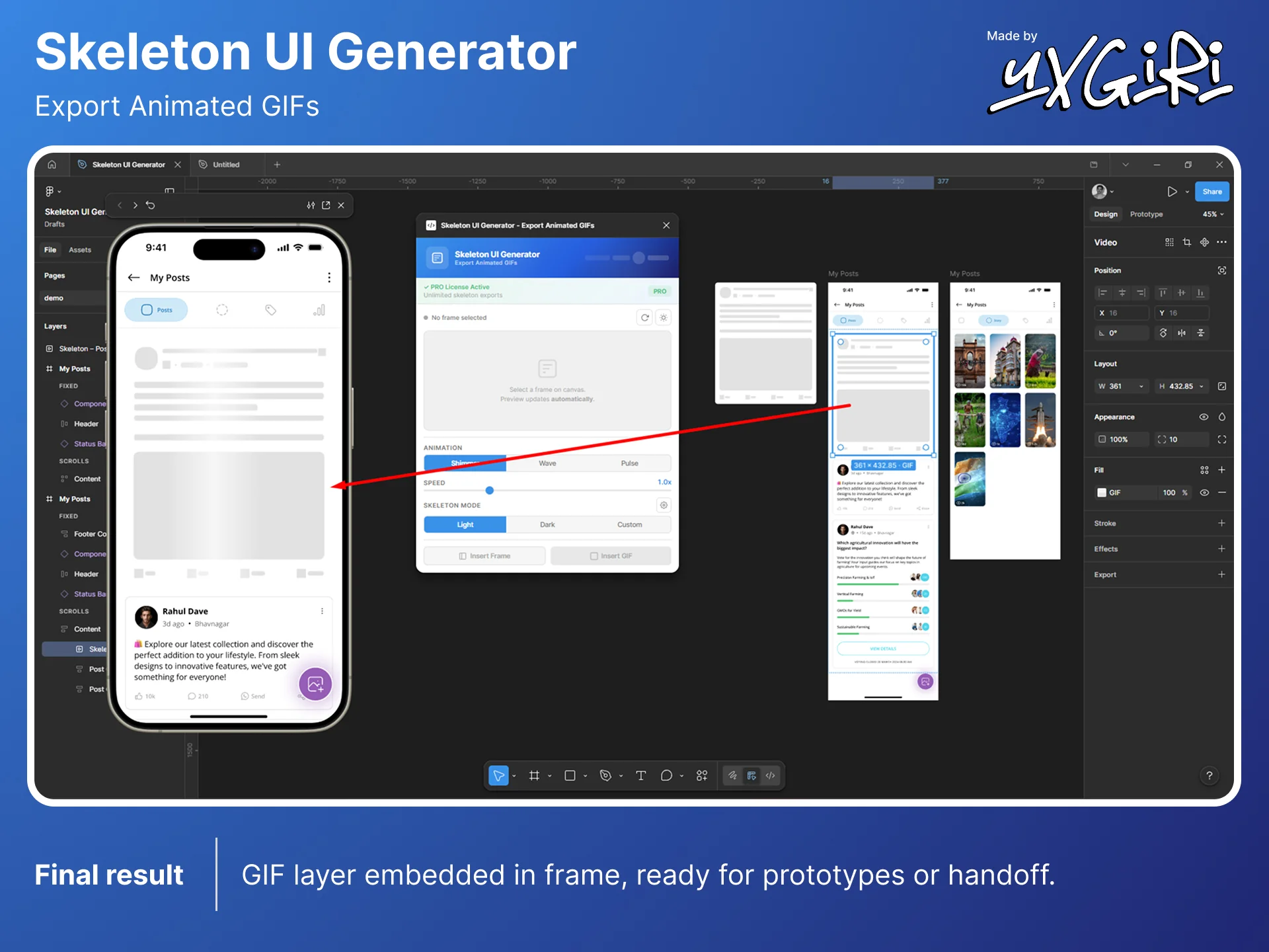 Final result - GIF embedded in frame